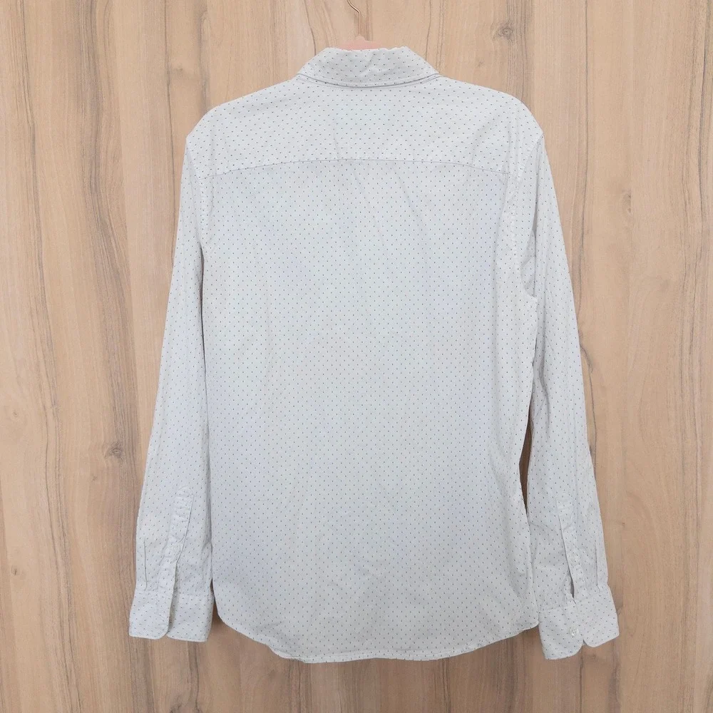 Abercrombie & Fitch Mens Button Down Shirt Size M White Micro Dot Stretch Preppy